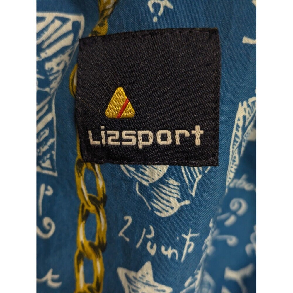 Vintage Lizsport 90s Y2k Blue Nautical Coastal Print Bomber Jacket sz M Retro - Picture 12 of 13